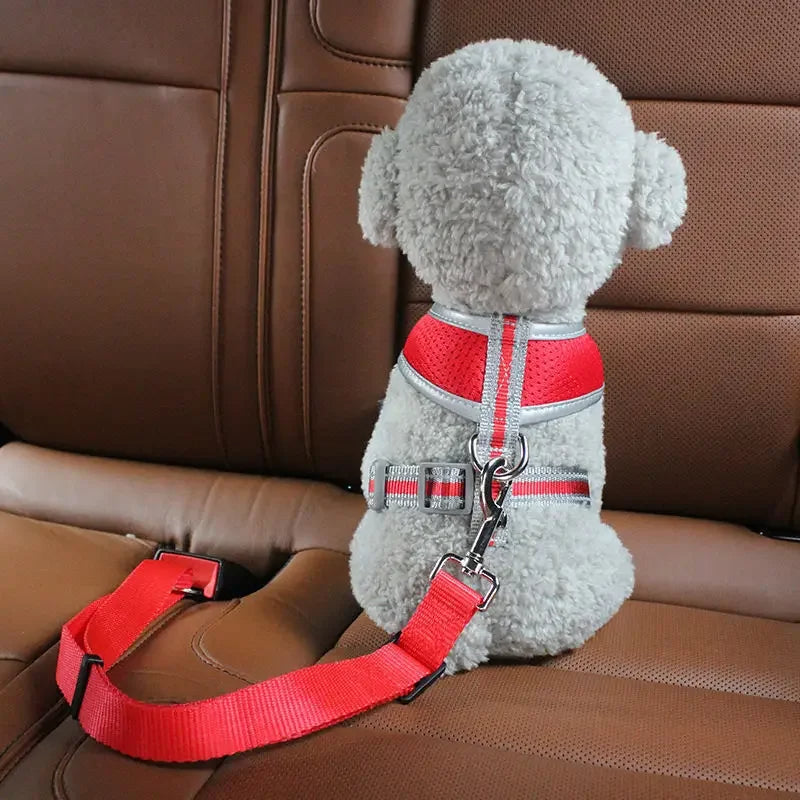 Unisex Durable Polyester Dog Seat Belt Harness | Adjustable Safety Car Restraint for Pets 1