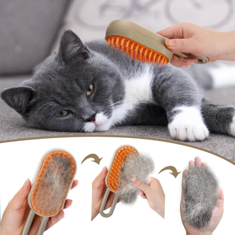Unisex Pet Grooming Tool | 3-in-1 Steam Brush for Shedding | Gentle and Effective 3