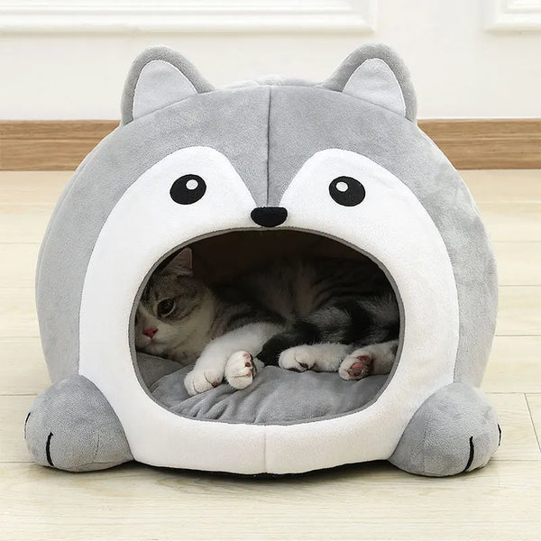 Very Soft Plush Cat Bed Basket | Cozy Lounger Cave for Cats and Small Dogs