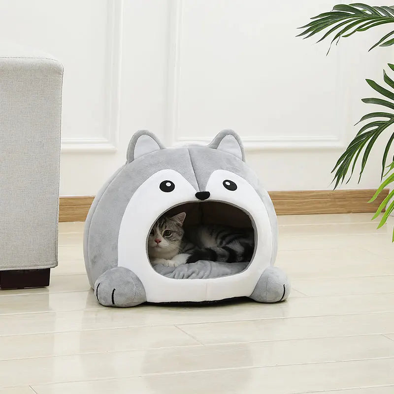 Very Soft Plush Cat Bed Basket | Cozy Lounger Cave for Cats and Small Dogs