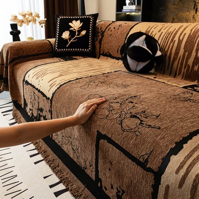 Vintage Chenille Anti-Scratch Sofa Protector Throw Breathable Couch Cover
