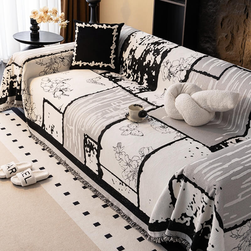 Vintage Chenille Anti-Scratch Sofa Protector Throw Breathable Couch Cover