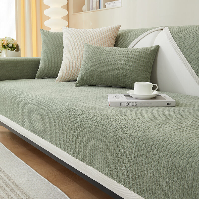 Wheat Ears Pattern Chenille Anti-Scratch Cozy Couch Cover