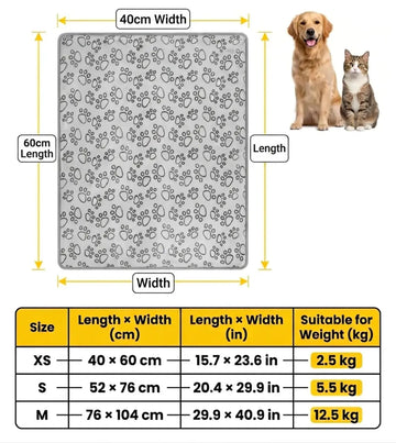 Paw Print Blanket size guide