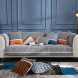 Classic Houndstooth Print Chenille Non-slip Anti-Slip Couch Cover