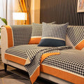 Classic Houndstooth Print Chenille Non-slip Anti-Slip Couch Cover