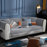 Classic Houndstooth Print Chenille Non-slip Anti-Slip Couch Cover