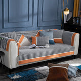 Classic Houndstooth Print Chenille Non-slip Anti-Slip Couch Cover