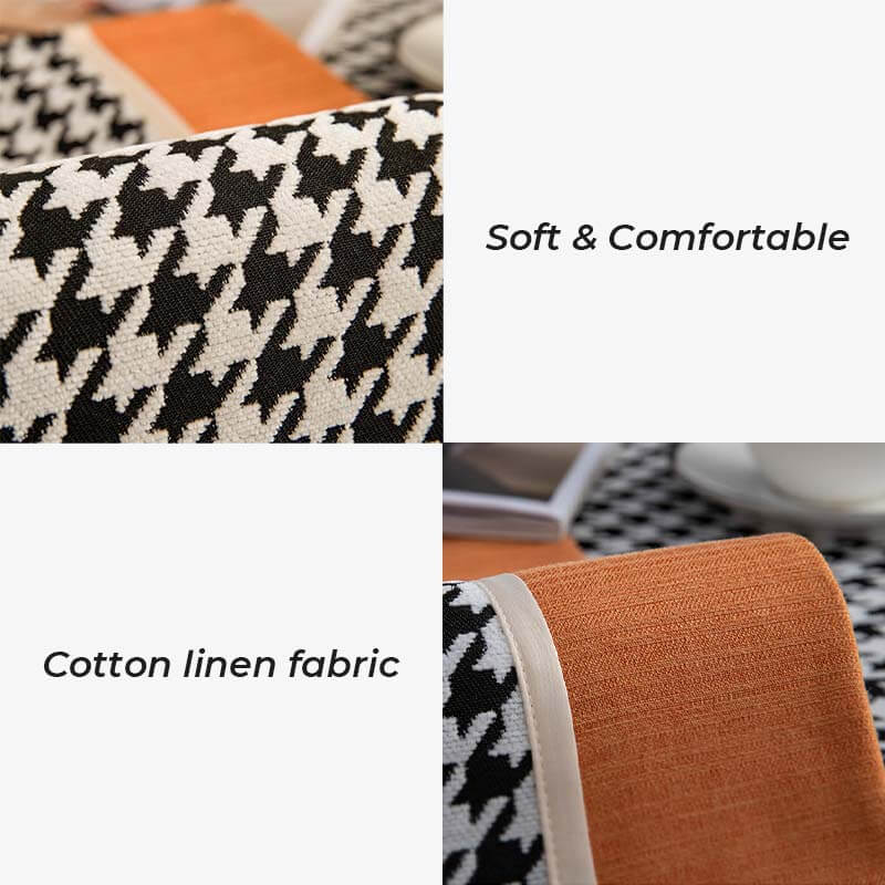 Classic Houndstooth Print Chenille Non-slip Anti-Slip Couch Cover