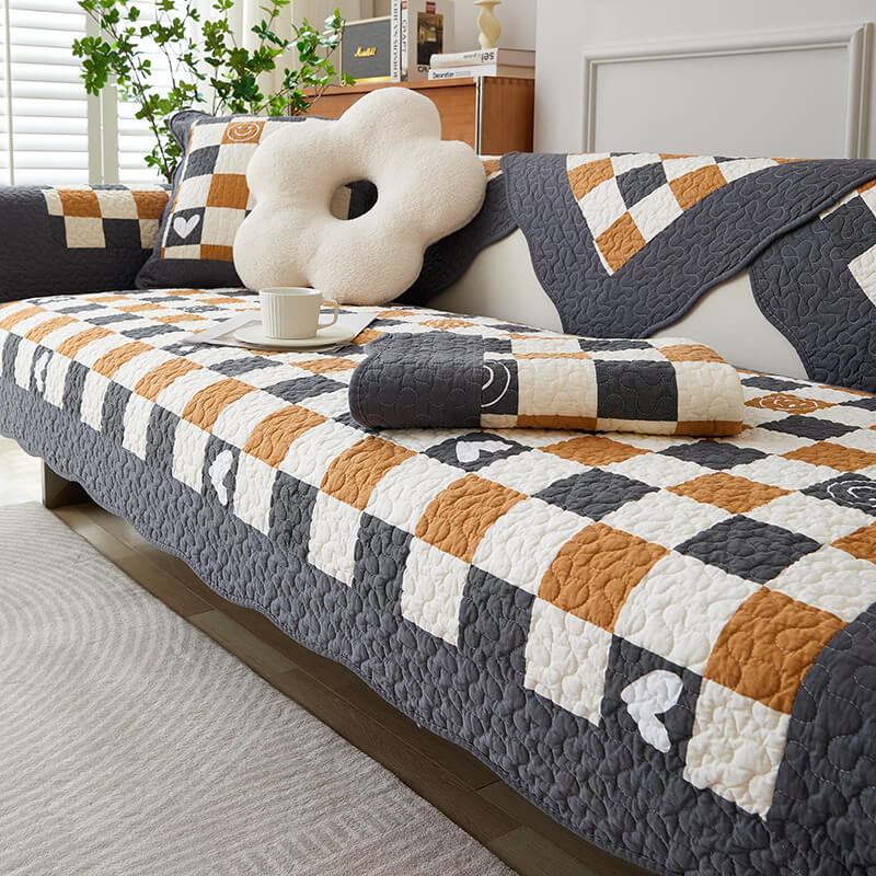 Cotton Plaid Anti-scratch Elegant Couch Cover