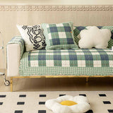 Cotton Plaid Anti-scratch Elegant Couch Cover