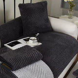 Thickened Plush Herringbone Non-slip Breathable Couch Cover