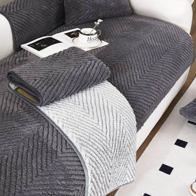 Thickened Plush Herringbone Non-slip Breathable Couch Cover