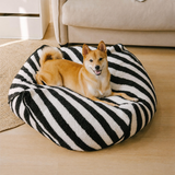 Dog's Cozy Faux Lambswool Bean Bag Bed | Stylish Striped Design for Comfort