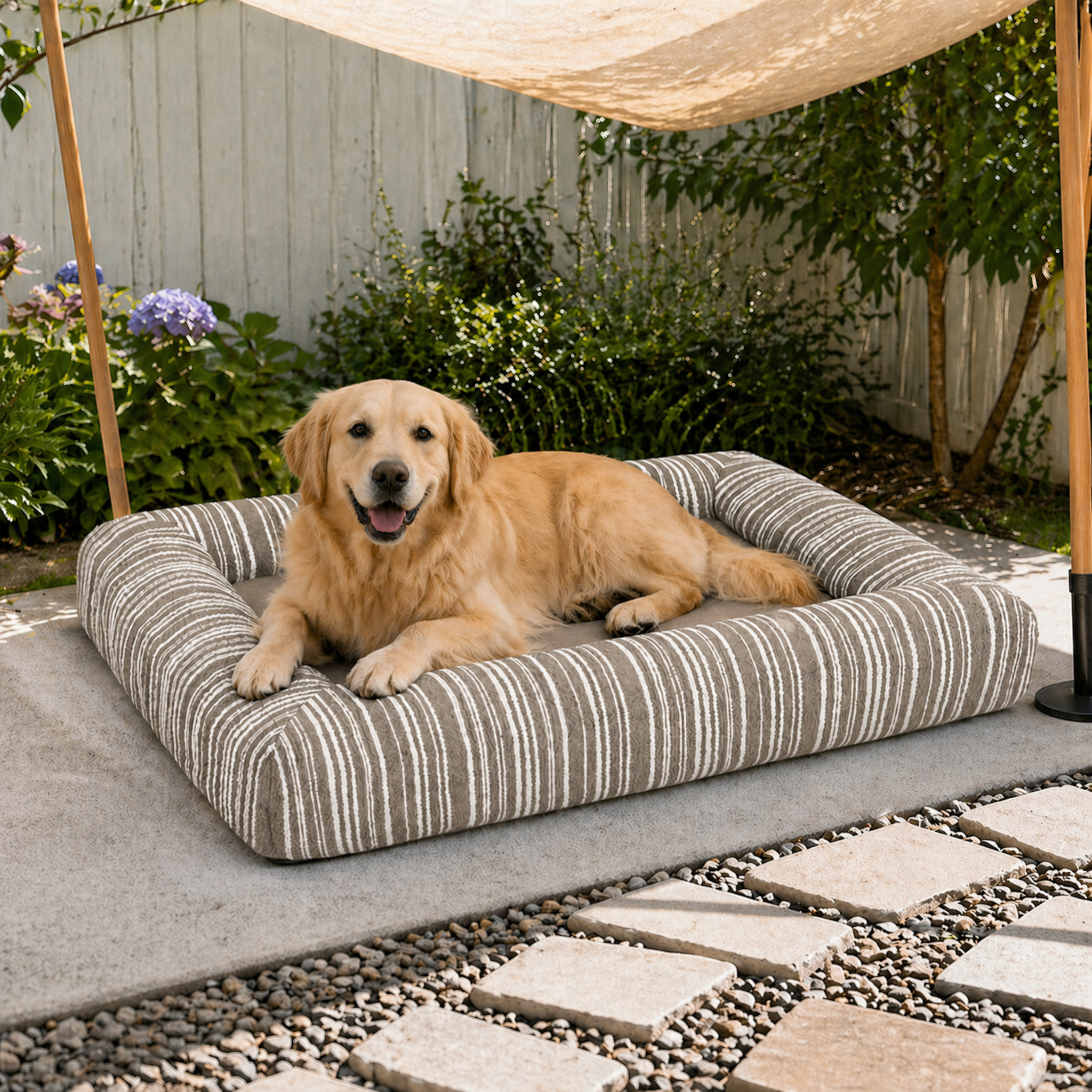 Orthopedic Dog Bed | Textured Stripe Design | Cozy and Supportive