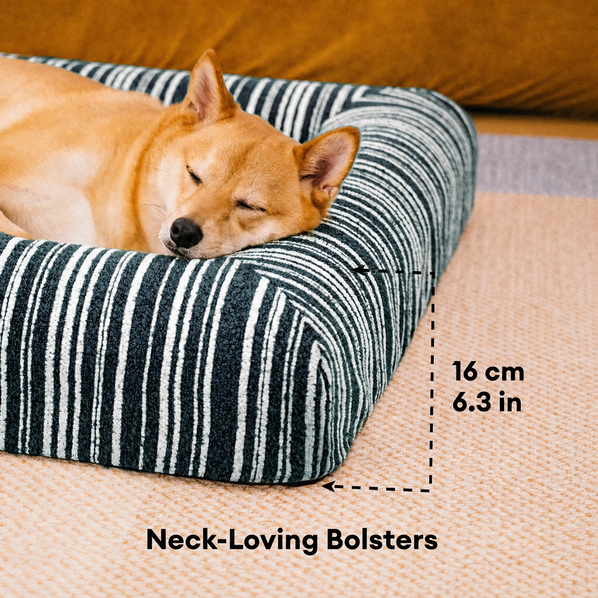 Orthopedic Dog Bed | Textured Stripe Design | Cozy and Supportive