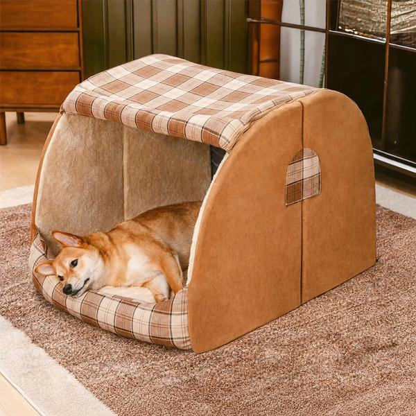 Pet's Cozy Plush Orthopedic Dog Bed | Classical Plaid Design with Support