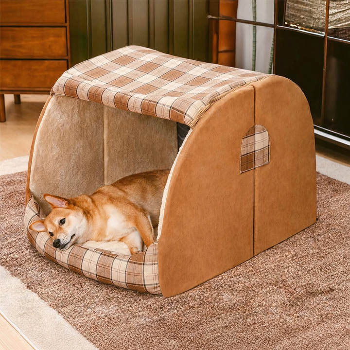 Pet's Cozy Plush Orthopedic Dog Bed | Classical Plaid Design with Support