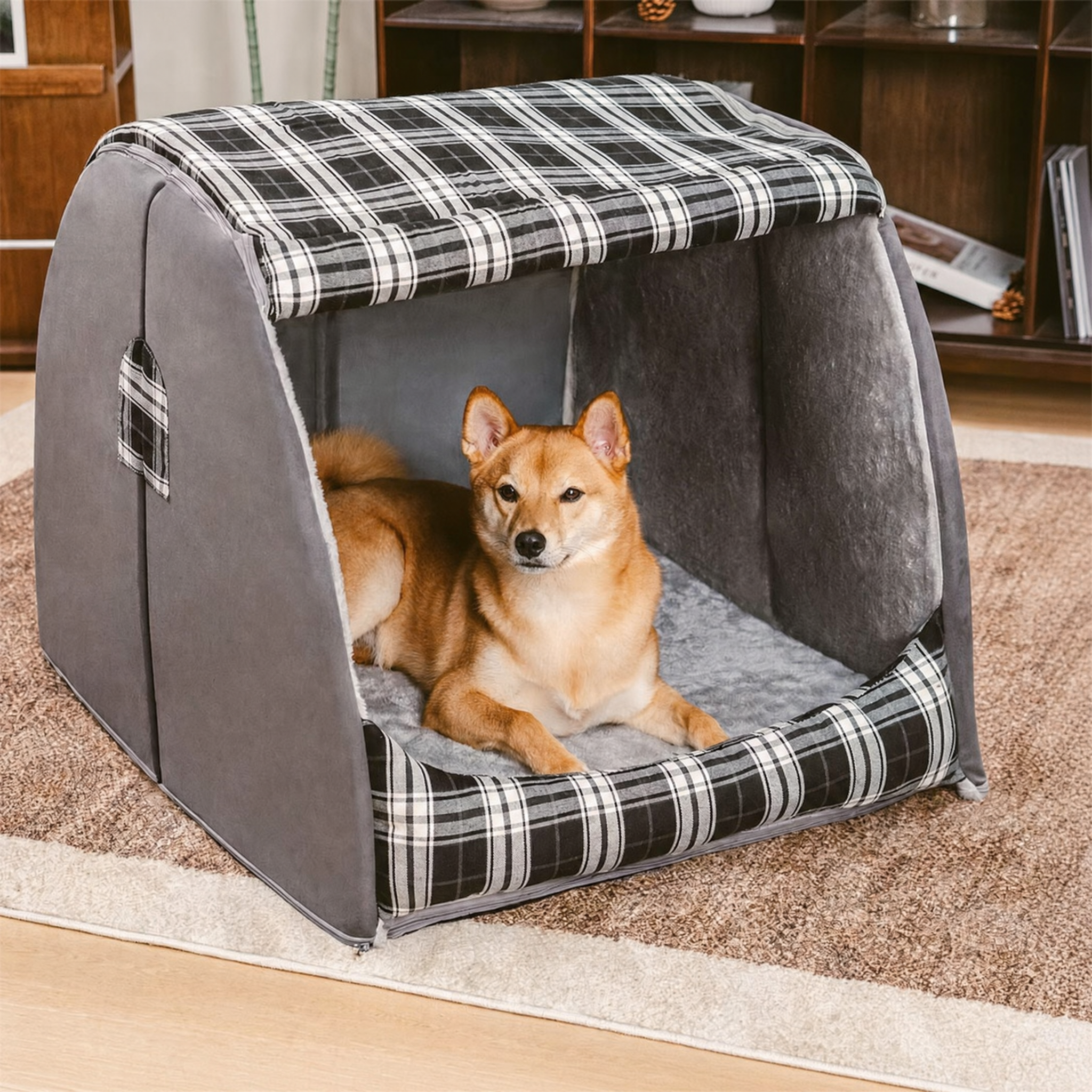 Pet's Cozy Plush Orthopedic Dog Bed | Classical Plaid Design with Support