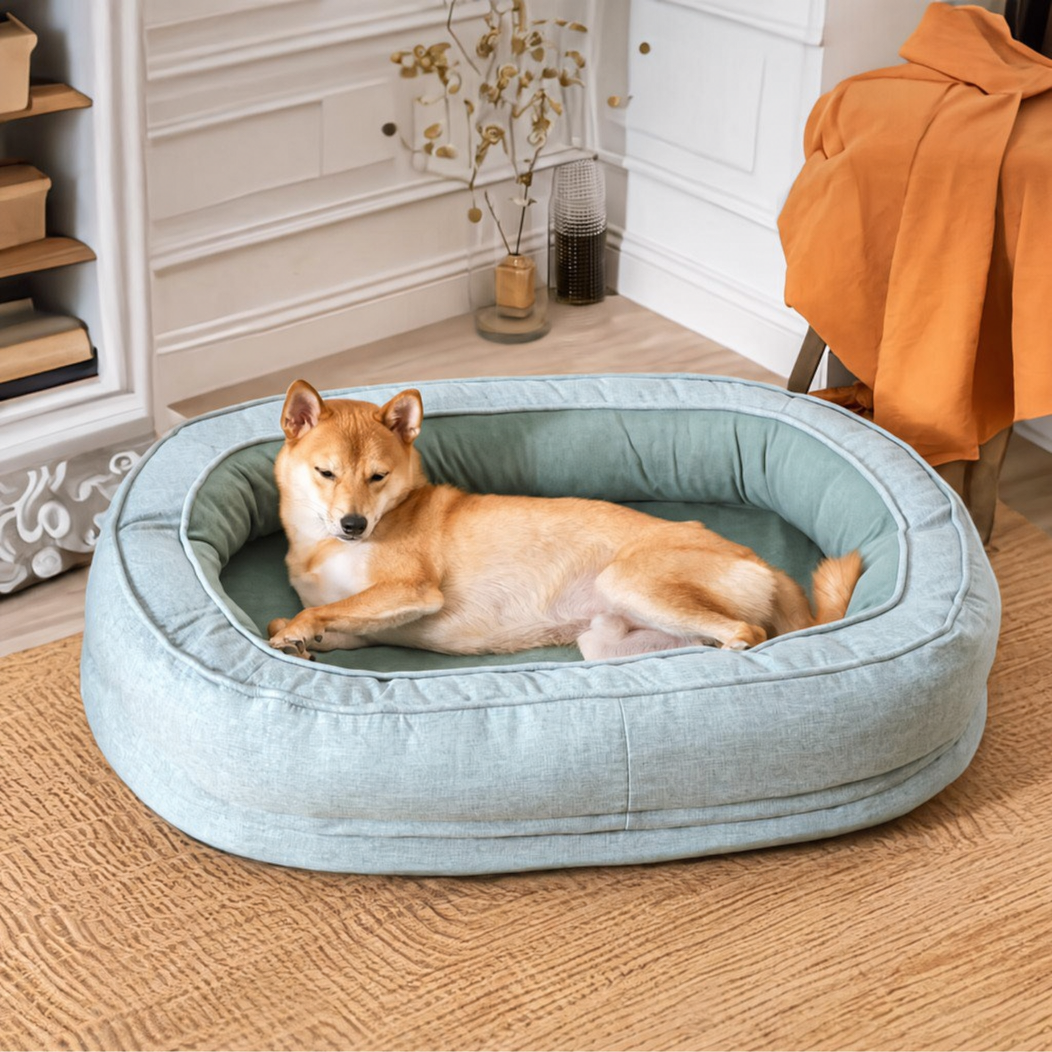 Orthopedic Dog Bed | Cozy Cotton Fleece Donut Design | Large Anti-Slip Waterproof Pet Bed