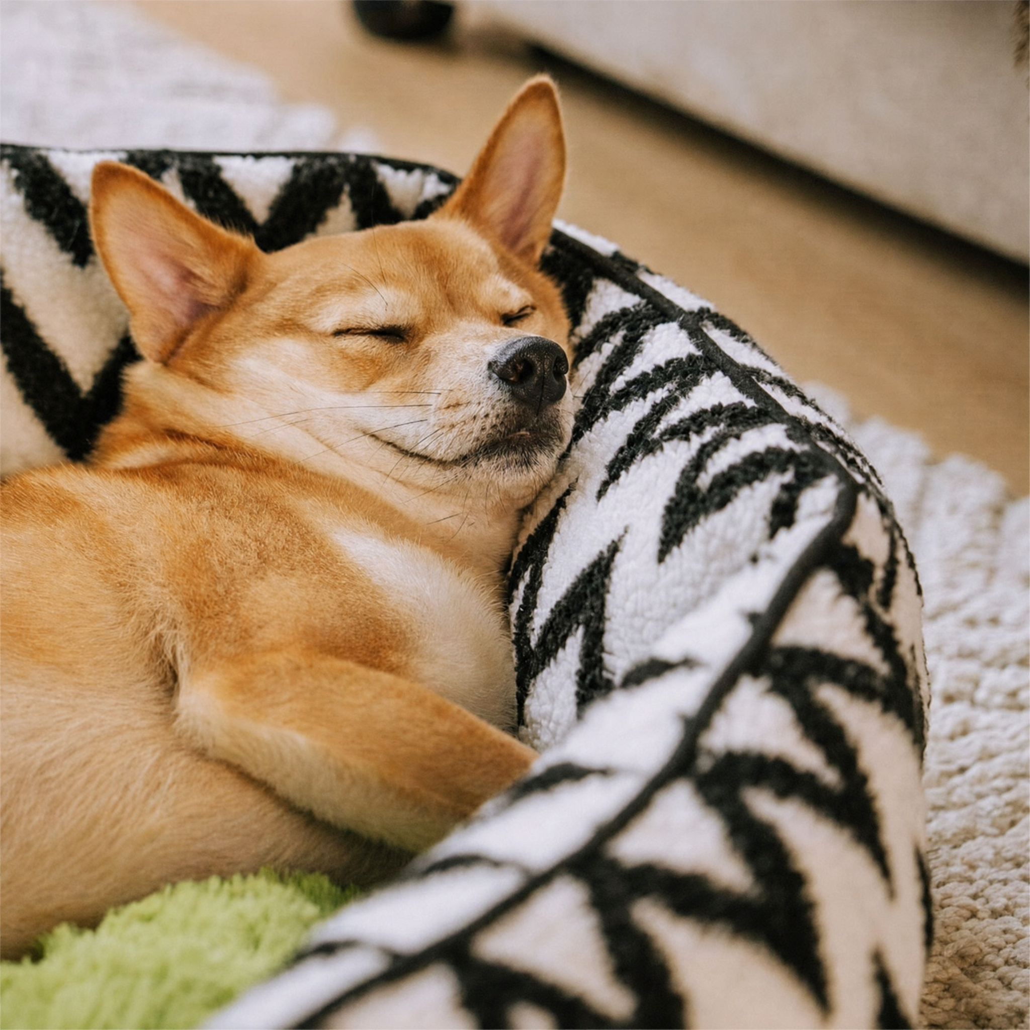 Pet's Cozy Faux Lambswool Dog Bed | Stylish Chevron Design for Comfort
