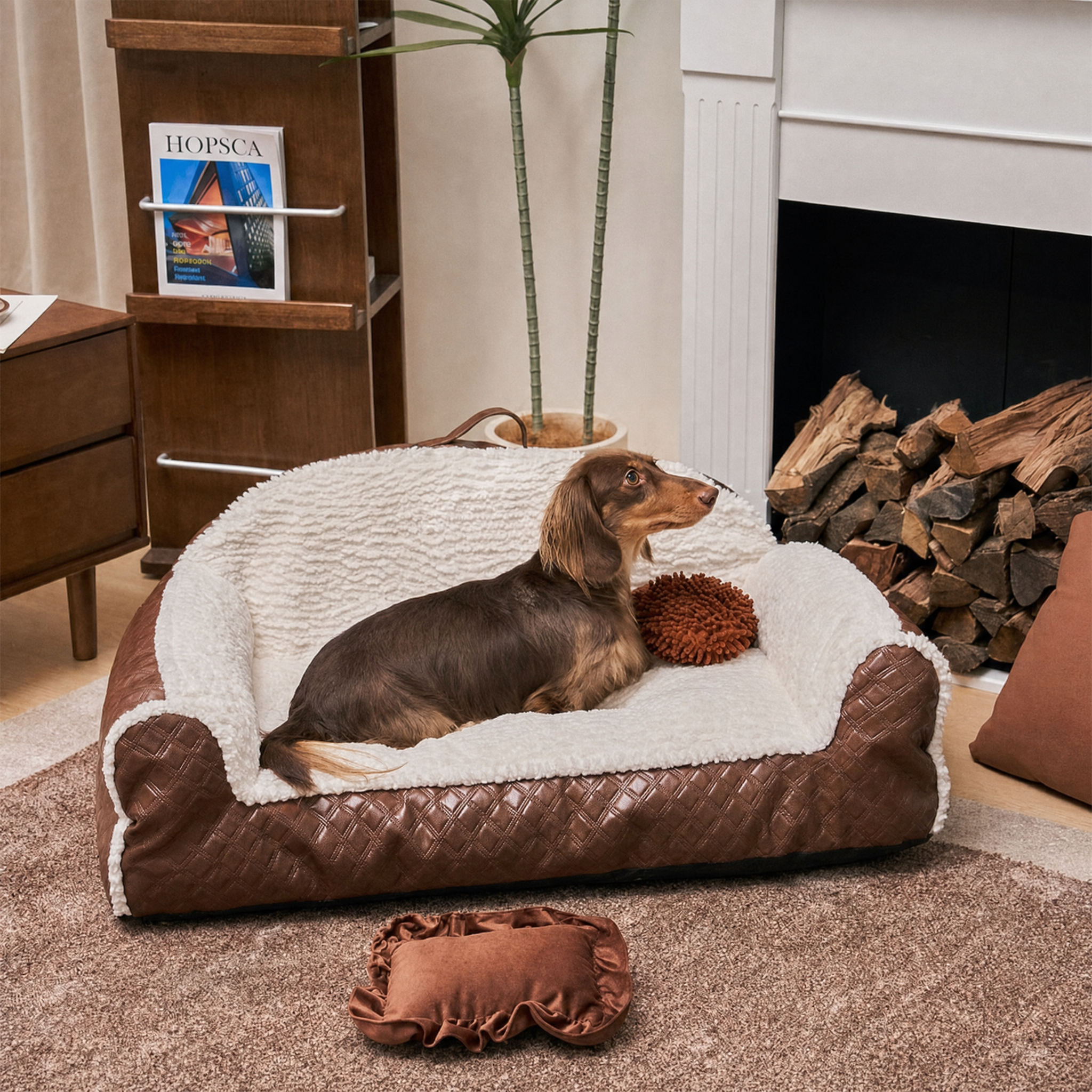 Dog's Cozy Faux Fleece Sofa Bed | Comfortable Orthopedic Cushioning