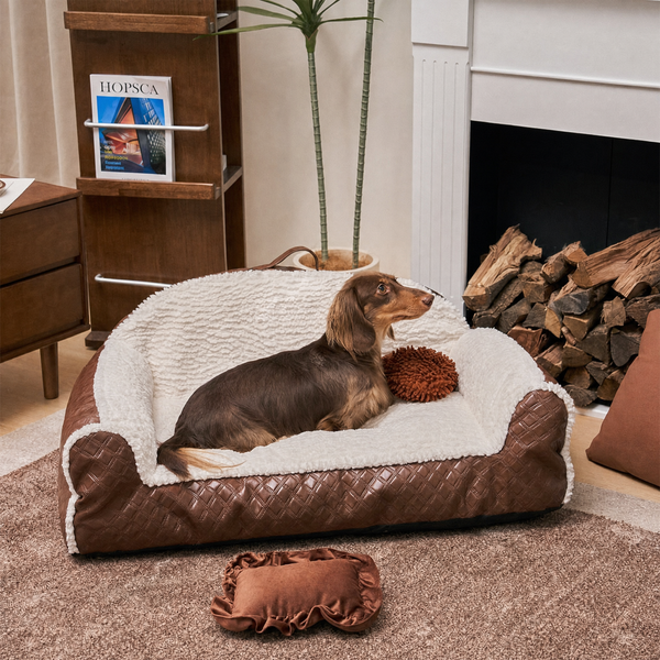 Dog's Cozy Faux Fleece Sofa Bed | Comfortable Orthopedic Cushioning