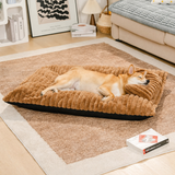Dog's Plush Polyester Calming Bed | Thick Fluffy Comfort with Pillow