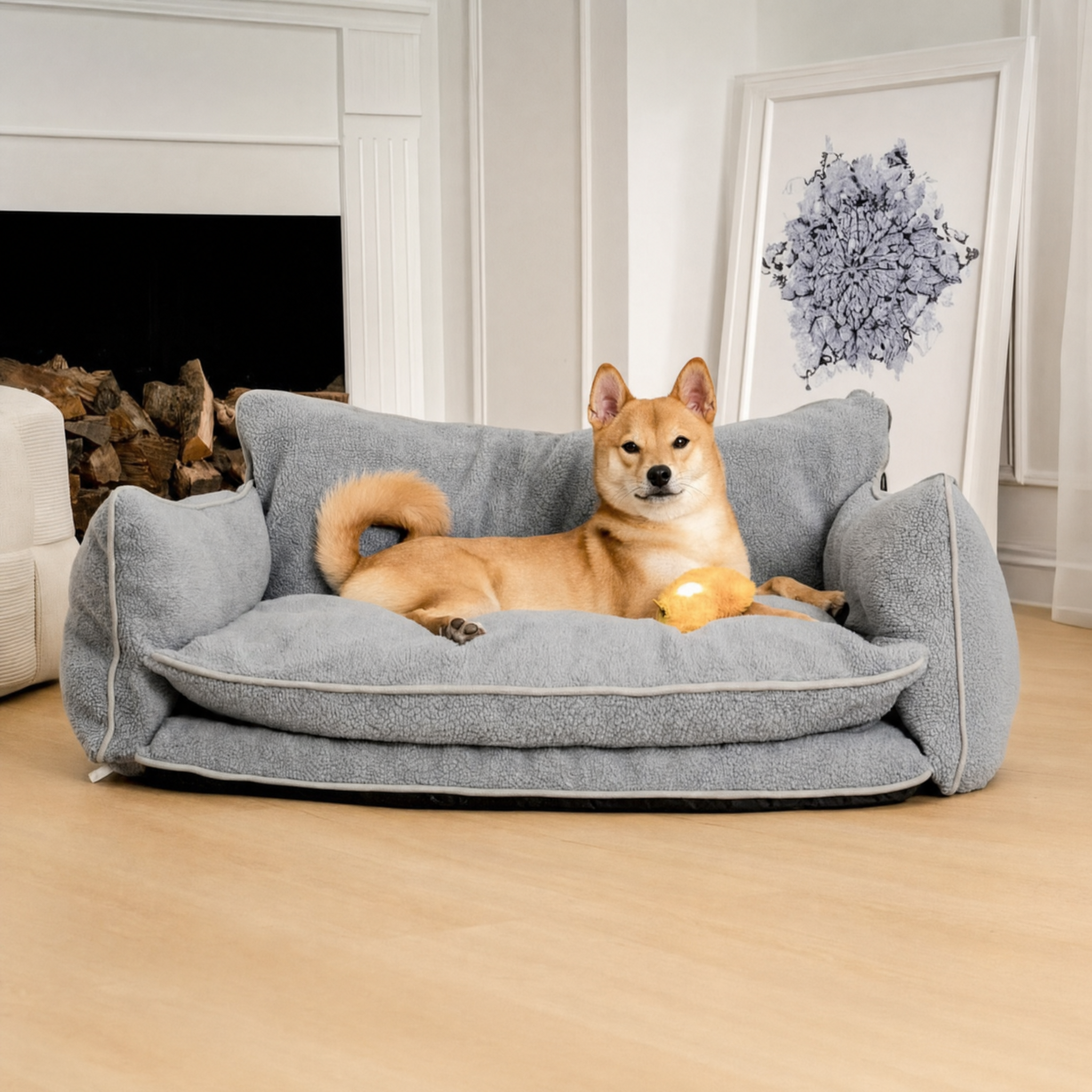 Pet's Soft Faux Lambswool Sofa Bed | Cozy Double Layer Design