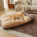 Extra Large Teddy Fleece Dog Bed | Washable Fluffy Rectangle Pet Bed