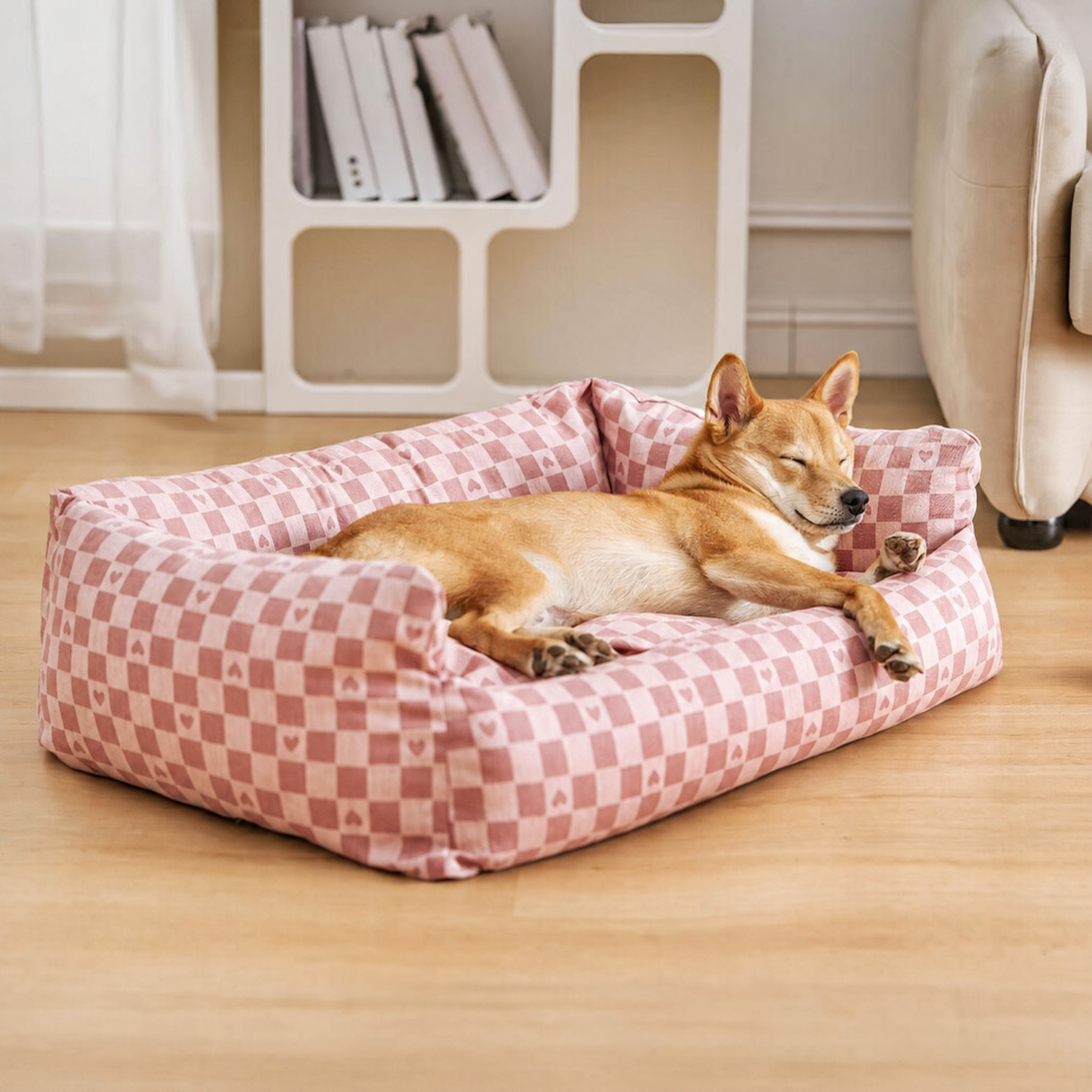 Pet's Cozy Plush Sofa Bed | Stylish Reversible Dog Bed