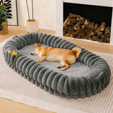 Unisex Plush Faux Fur Dog Bed | Spacious Cozy Cuddle Cradle