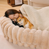 Unisex Plush Faux Fur Dog Bed | Spacious Cozy Cuddle Cradle