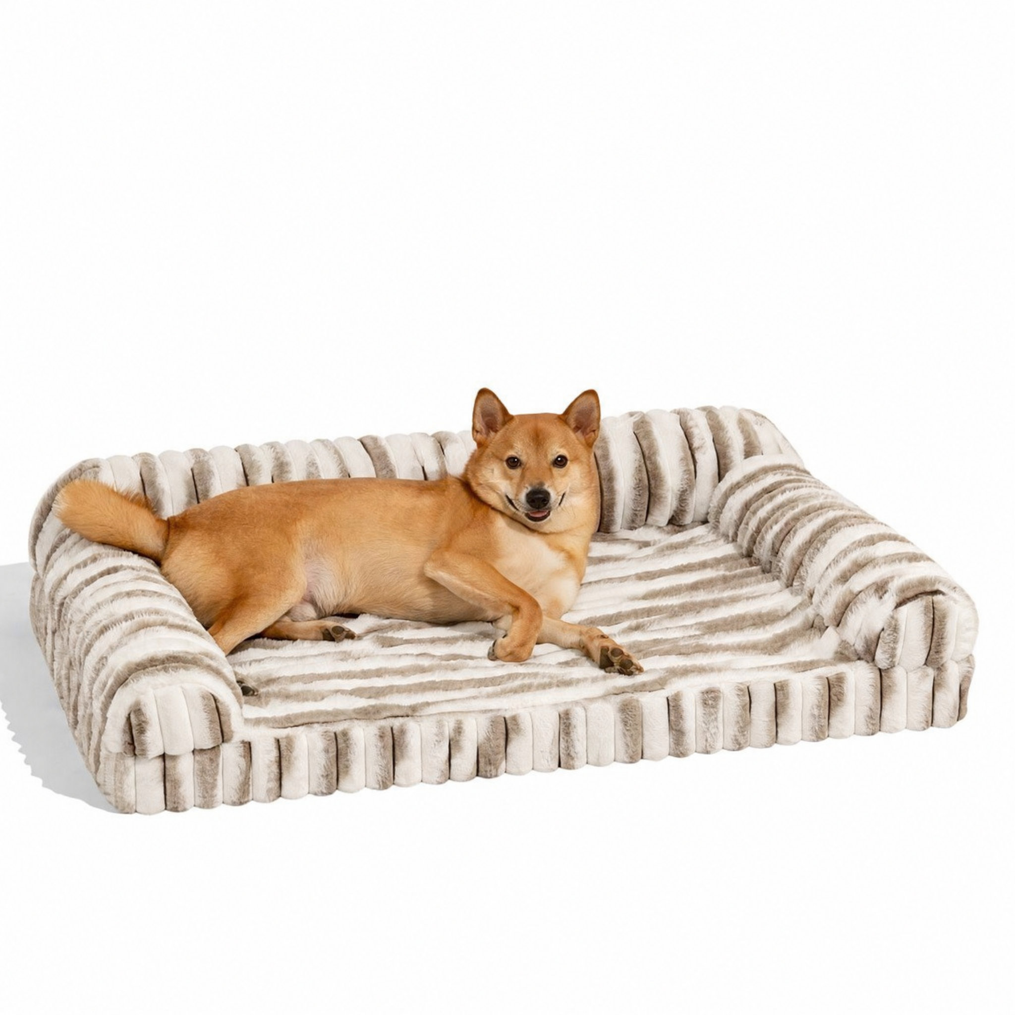 Pet's Cozy Faux Fur Dog Bed | Orthopedic Supportive Bolster for Comfort