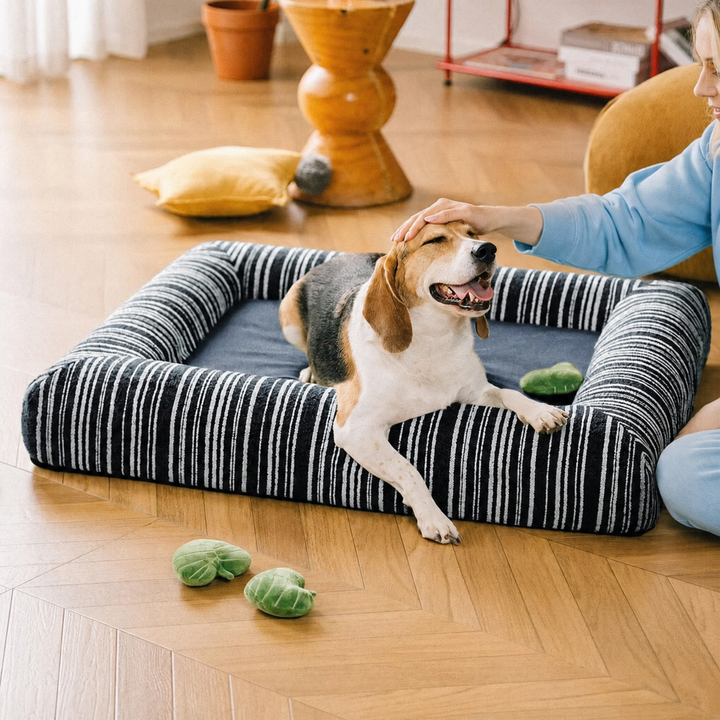 Orthopedic Dog Bed | Textured Stripe Design | Cozy Large Supportive Pet Bed