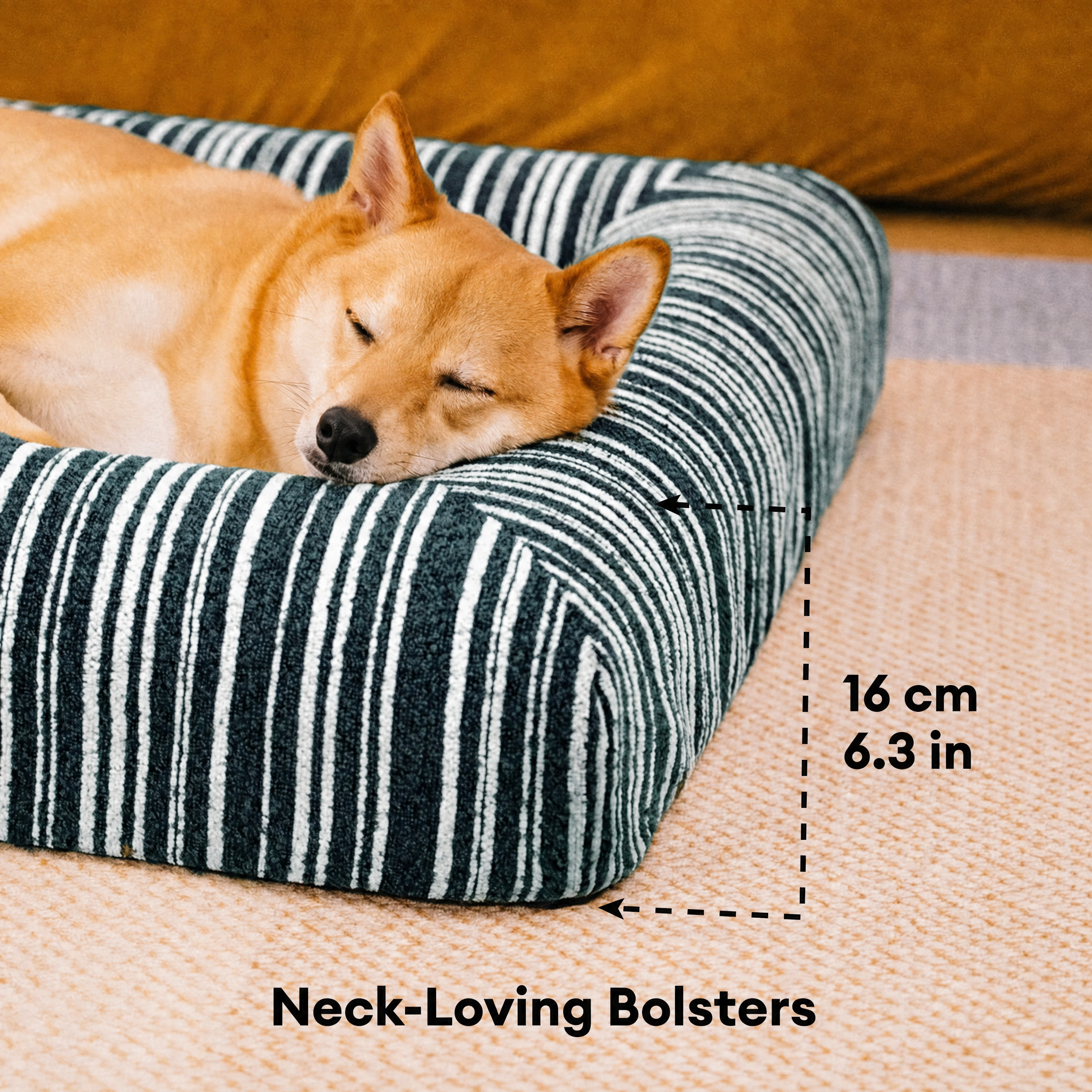 Orthopedic Dog Bed | Textured Stripe Design | Cozy Large Supportive Pet Bed