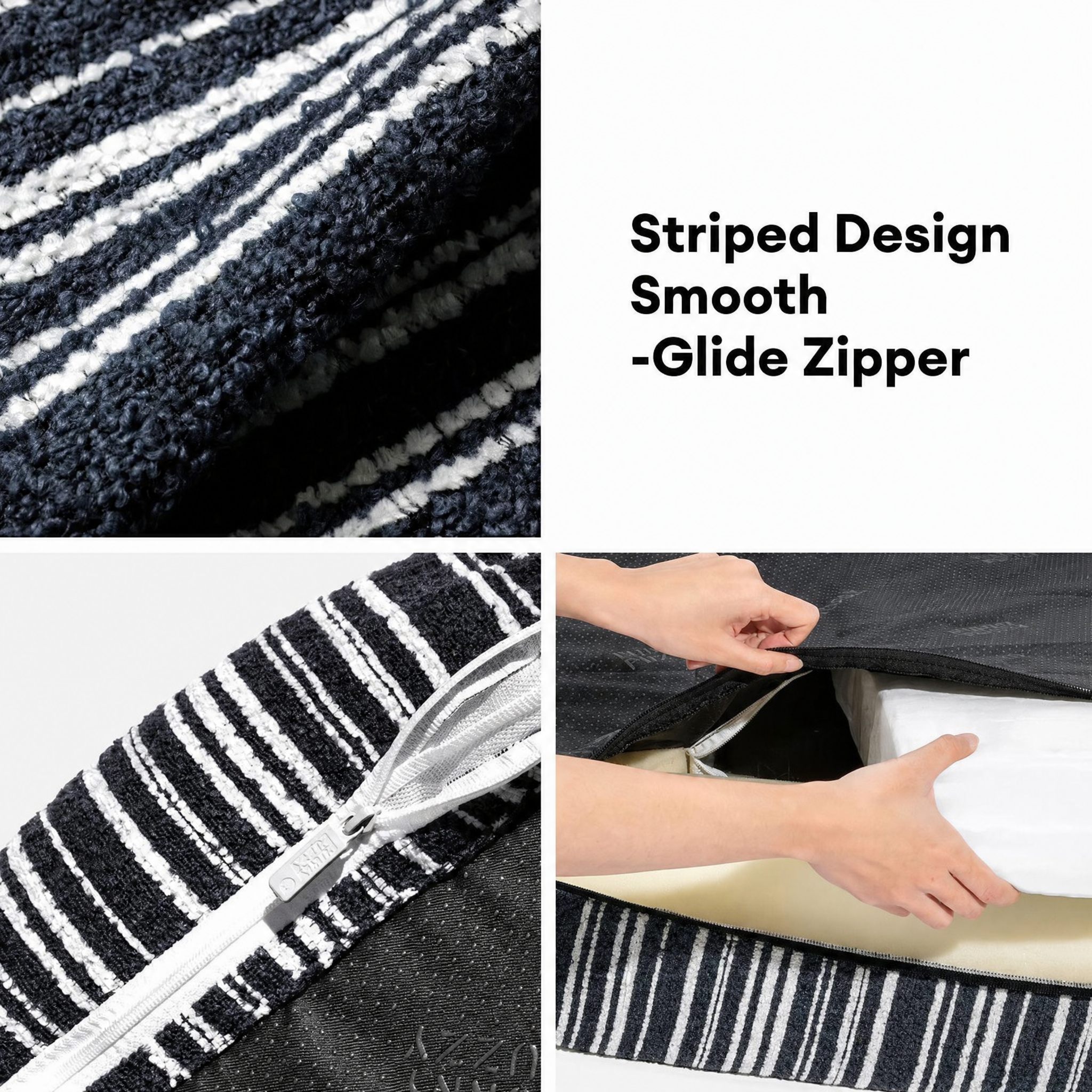 Orthopedic Dog Bed | Textured Stripe Design | Cozy Large Supportive Pet Bed