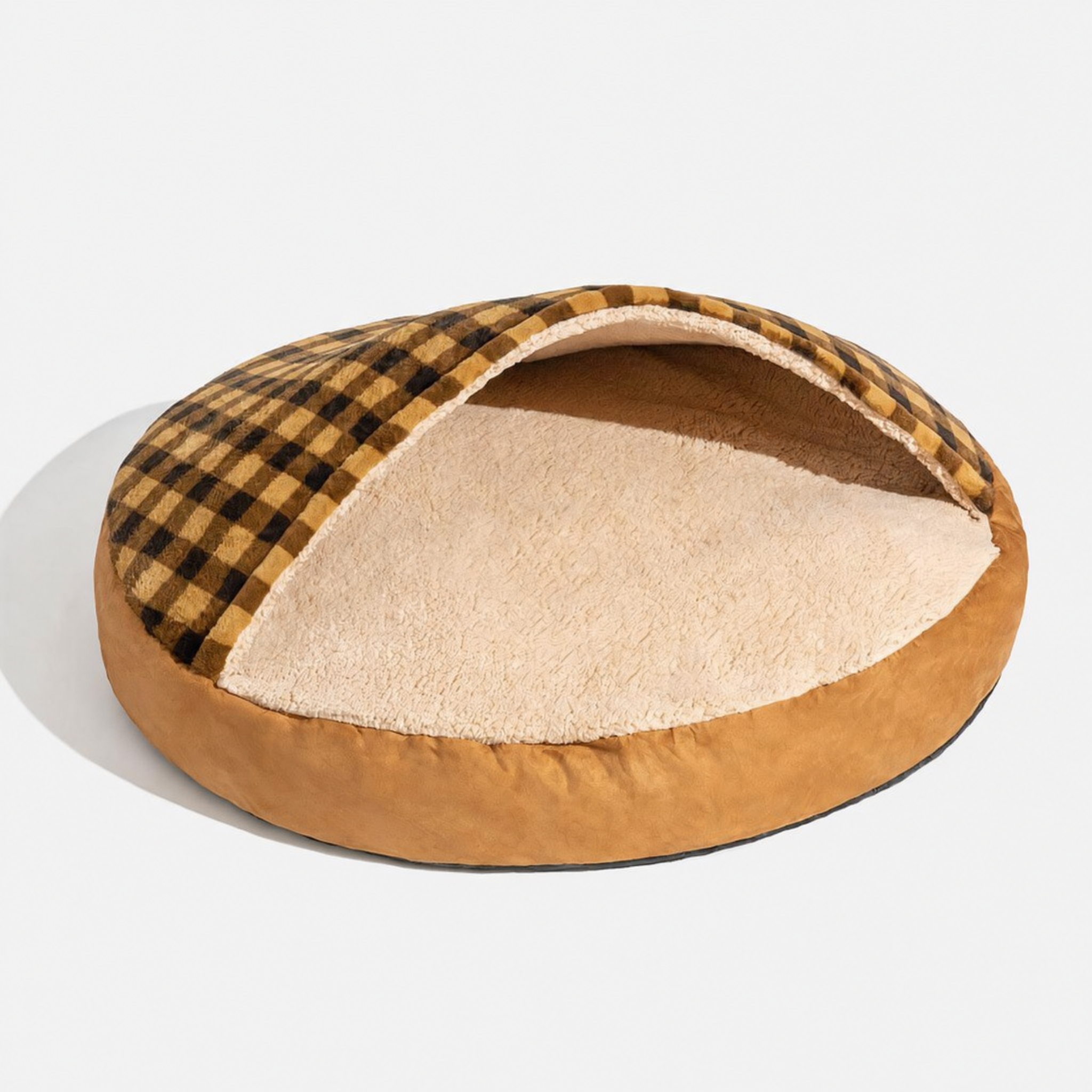Pet's Cozy Plush Canopy Dog Bed | Soft Round Nest for Comfort