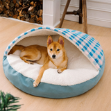 Pet's Cozy Plush Canopy Dog Bed | Soft Round Nest for Comfort