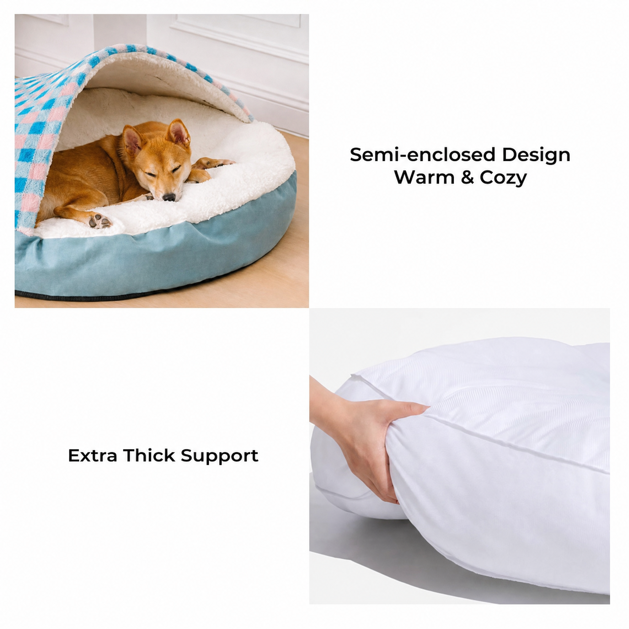Pet's Cozy Plush Canopy Dog Bed | Soft Round Nest for Comfort