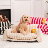 Pet's Cozy Faux Lambswool Sofa Bed | Stylish Striped Design for Cats and Dogs