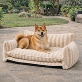 Pet's Cozy Faux Lambswool Sofa Bed | Stylish Striped Design for Cats and Dogs