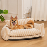 Pet's Cozy Faux Lambswool Sofa Bed | Stylish Striped Design for Cats and Dogs