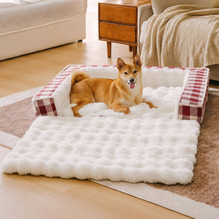 Pet's Ergonomic Plush Dog Bed | Expandable Calming Sleeping Mat
