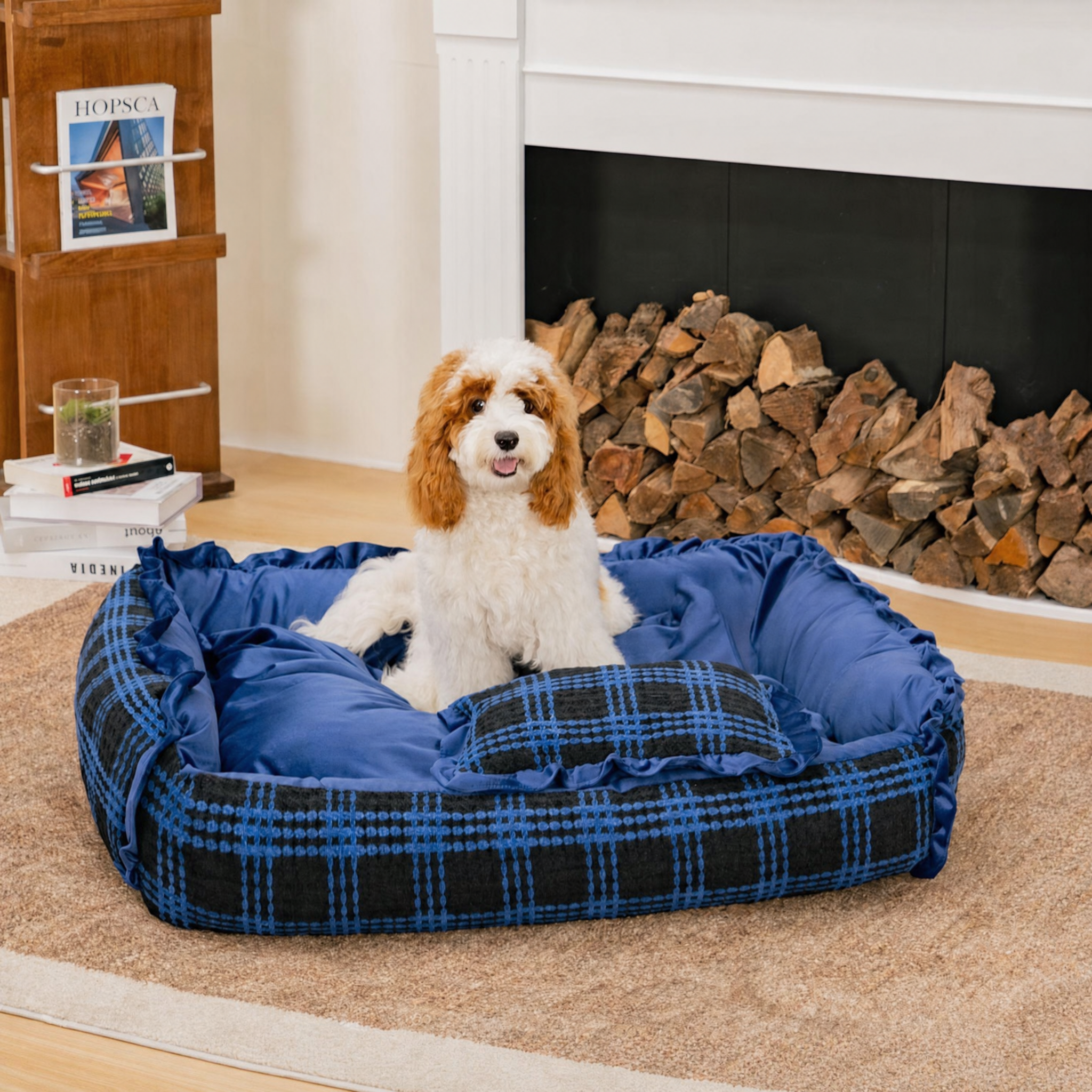 Pet's Cozy Velvet Bolster Dog Bed | Supportive Washable Pillow for Joint Health