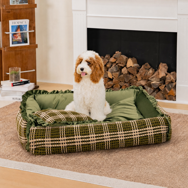Pet's Cozy Velvet Bolster Dog Bed | Supportive Washable Pillow for Joint Health