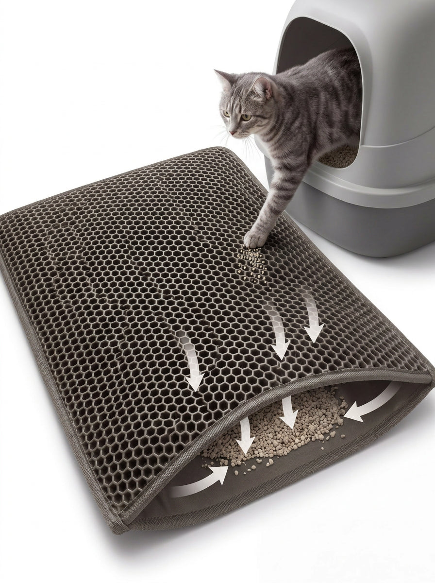 Honeycomb Cat Litter Mat grey