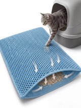 Honeycomb Cat Litter Mat light blue