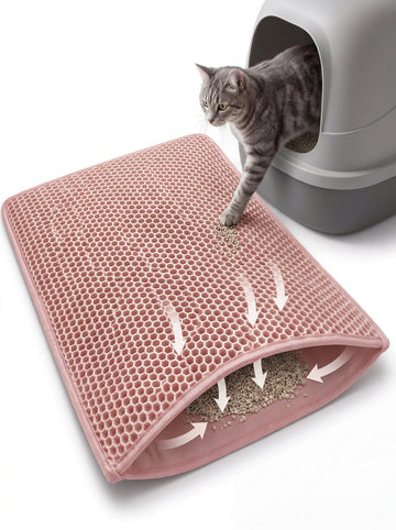 Honeycomb Cat Litter Mat light pink
