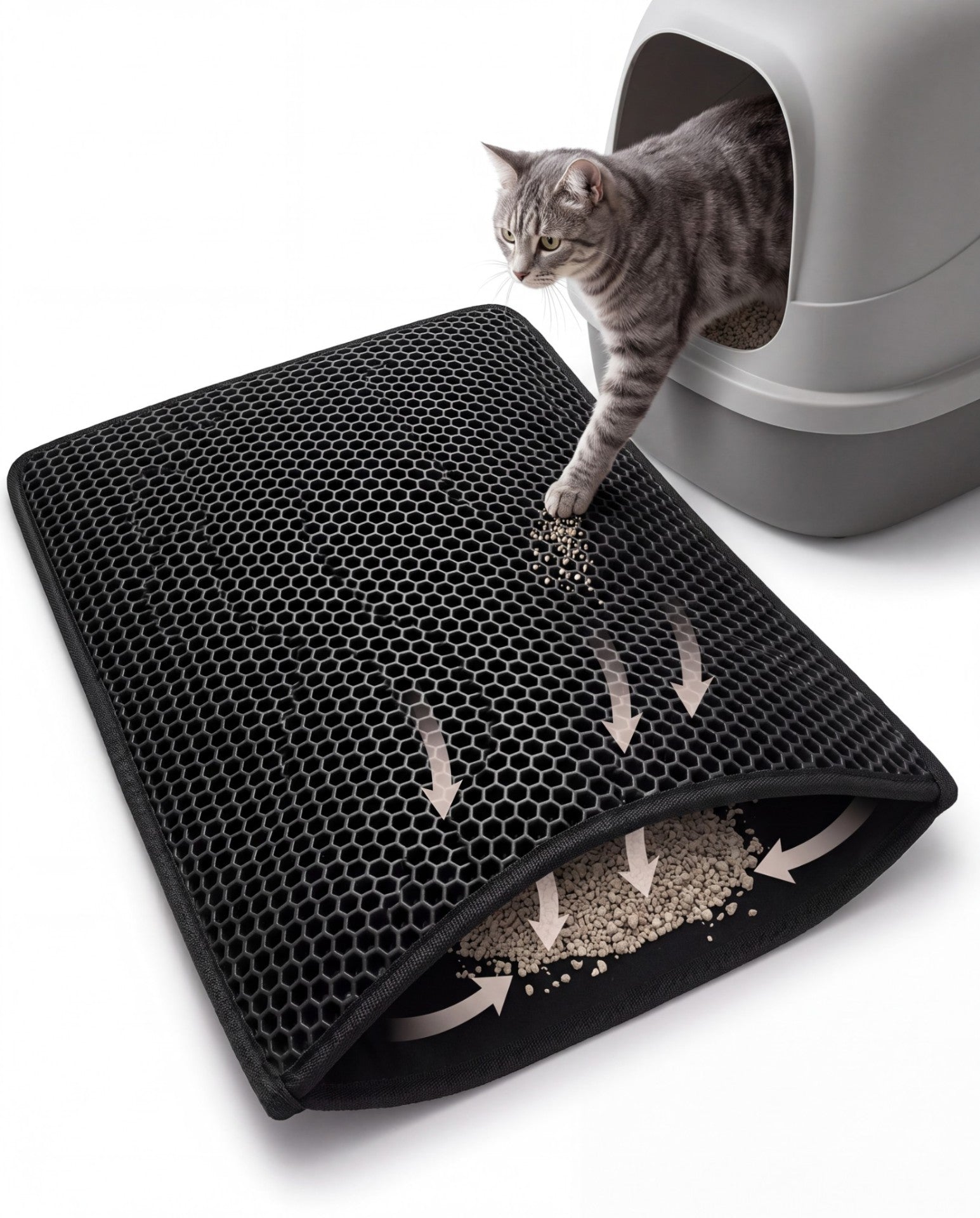 Honeycomb Cat Litter Mat black